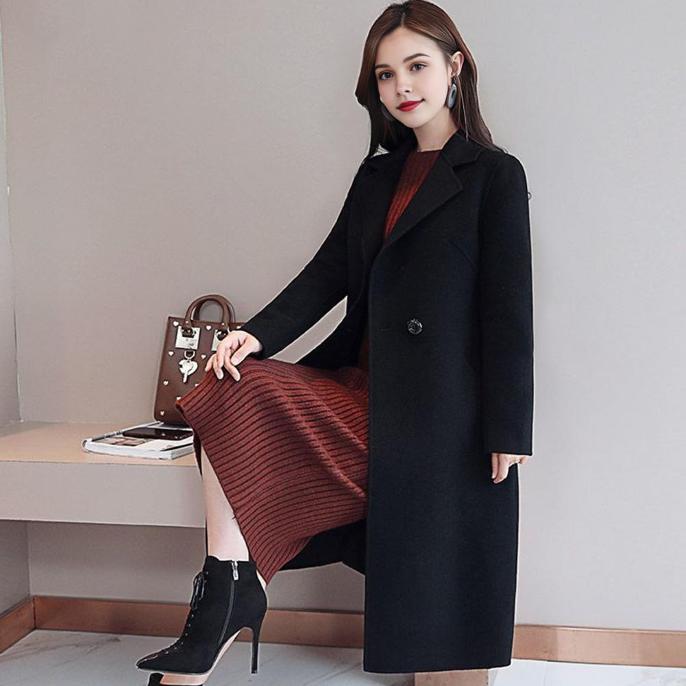 Wool Coat Peacoat - Women Wool Coat Solid Color Long