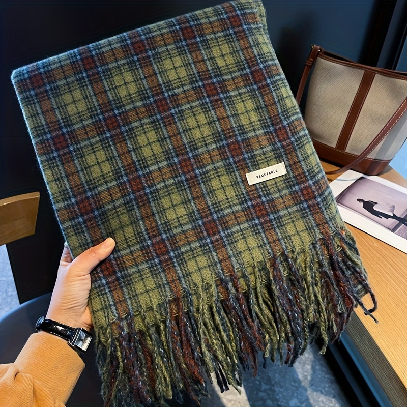 Vintage Green Plaid Tassel Sca - огляд і ціна Cashmere Pashmina Wrap
