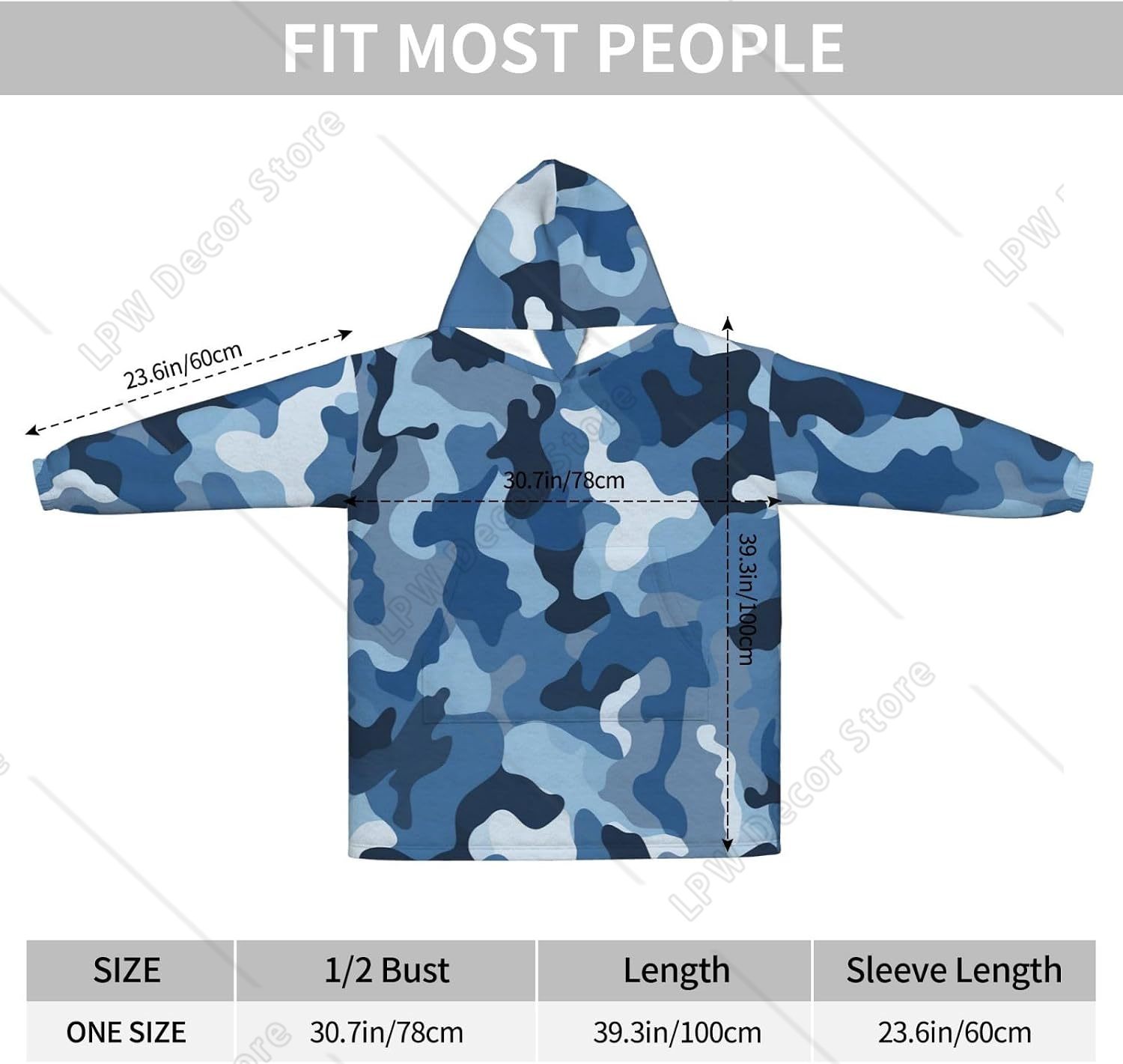 Classic Blue Camo Wearable Bla - огляд і ціна Sherpa Hoodie Fleece