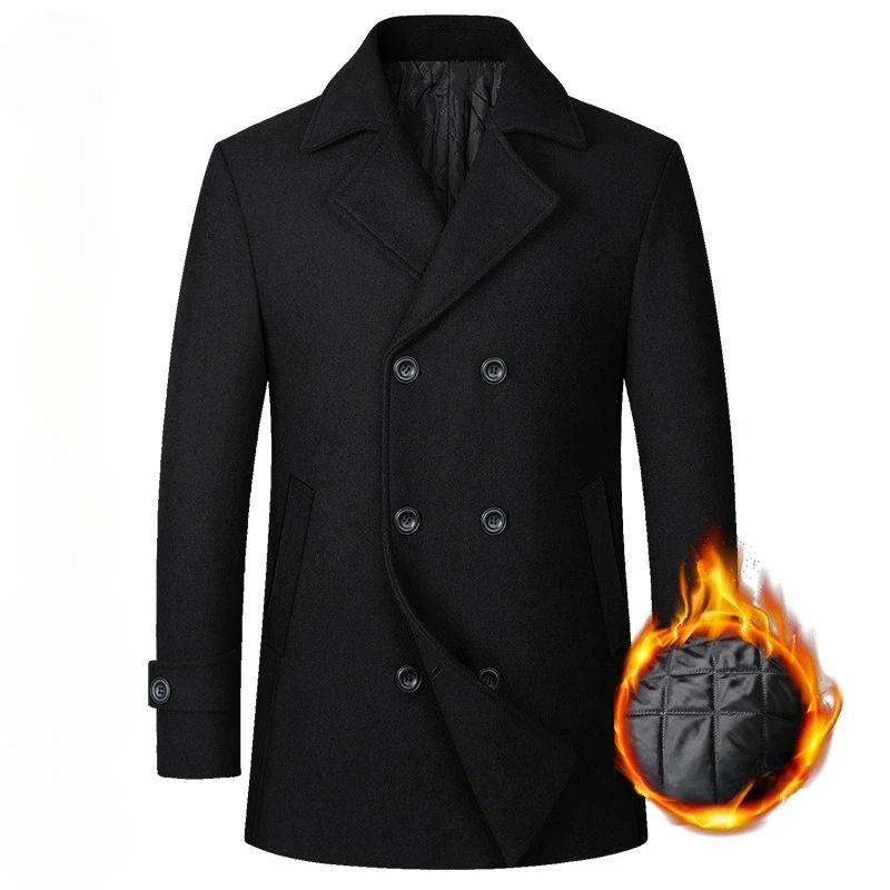 2026 Men's Double Breasted Woo - огляд і ціна Wool Coat Peacoat