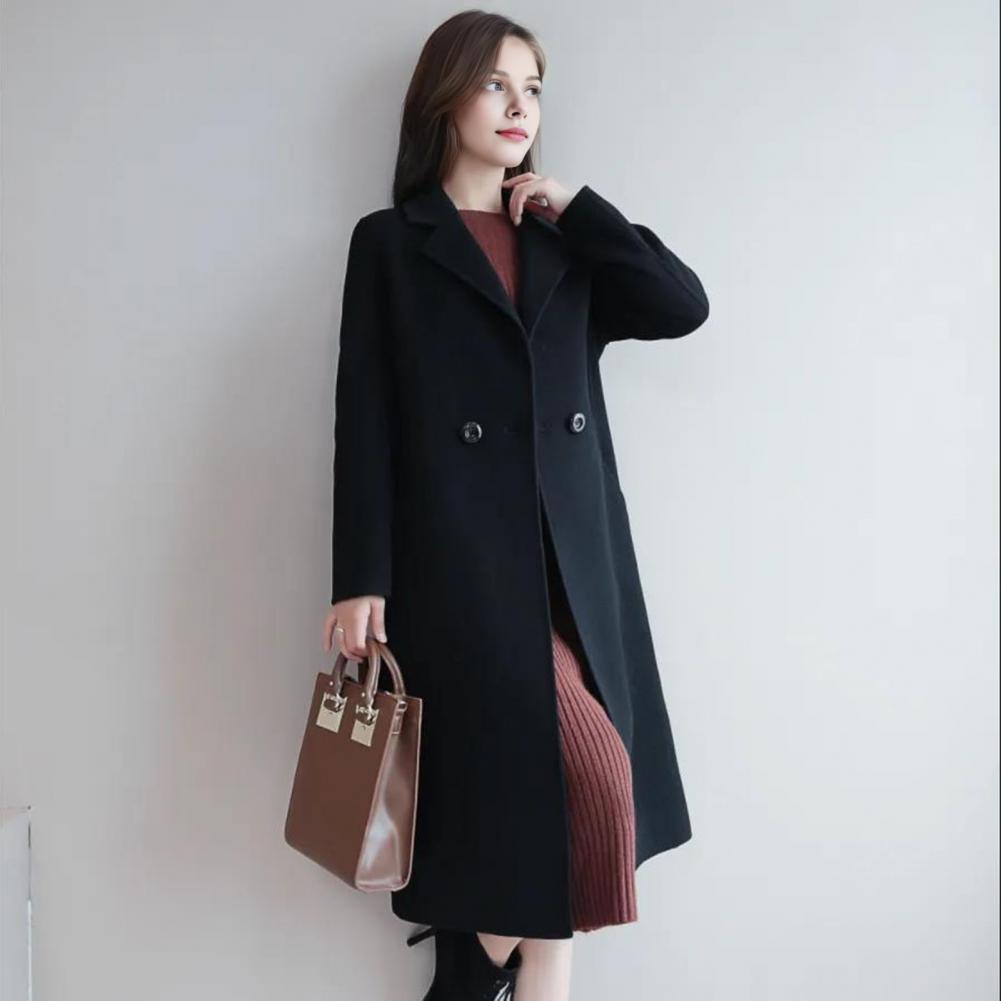 Women Wool Coat Solid Color Lo - огляд і ціна Wool Coat Peacoat