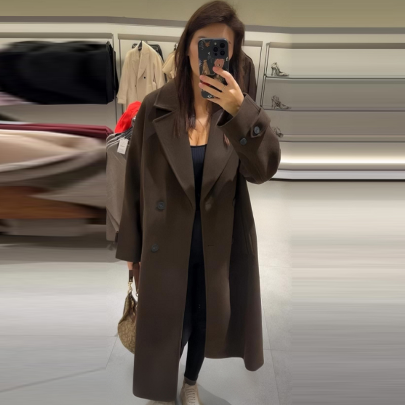 HXAO Women's Coat Brown Tweed  - огляд і ціна Wool Coat Peacoat