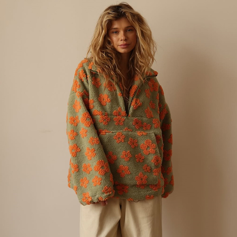 Floral Sherpa Half Zip Pullove - огляд і ціна Sherpa Hoodie Fleece
