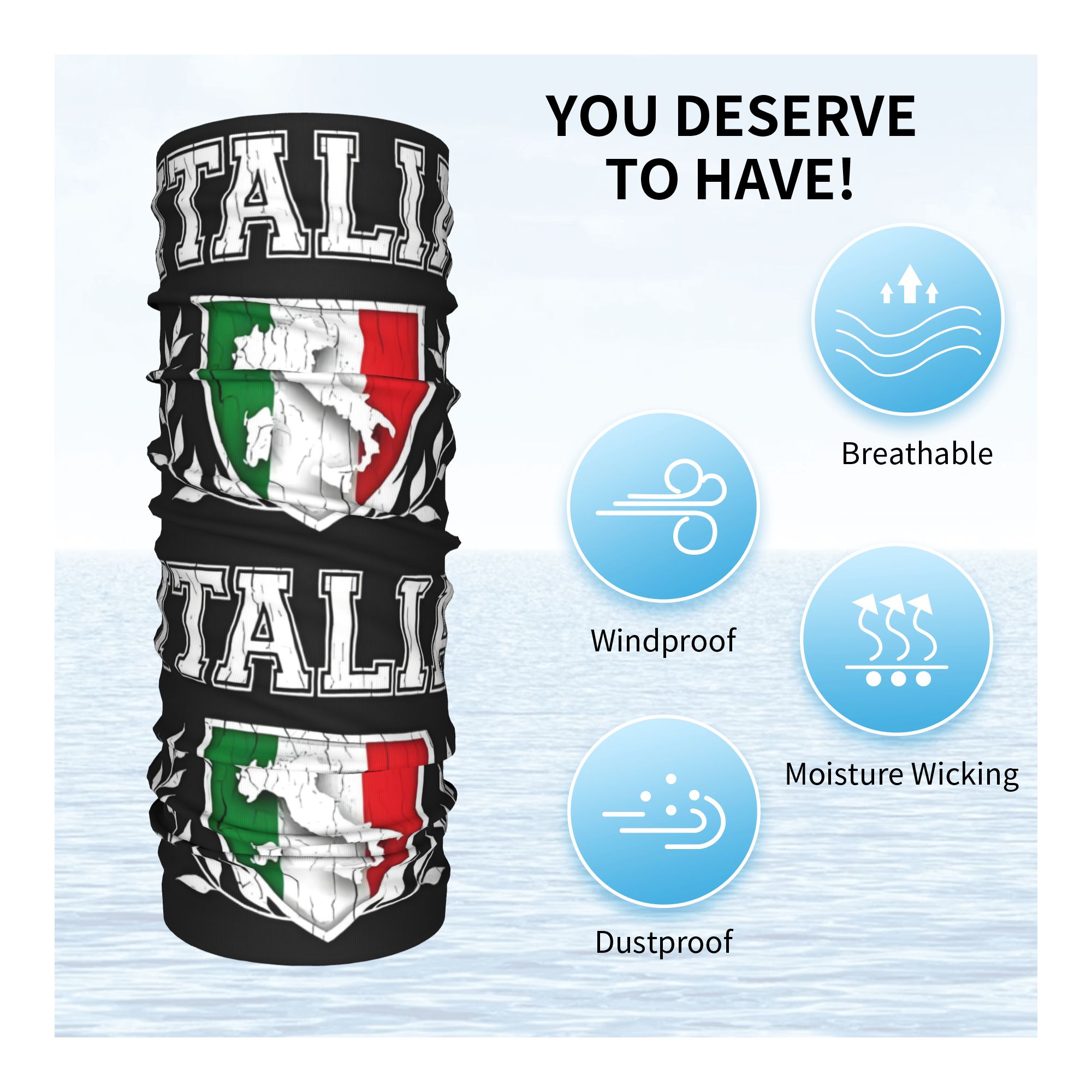 Custom Italy Flag Bandana Neck - огляд і ціна Neck Gaiter Fleece