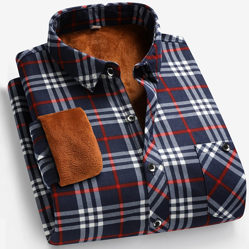 Autumn and Winter Men's Fleece - огляд і ціна Flannel Shirt Lined