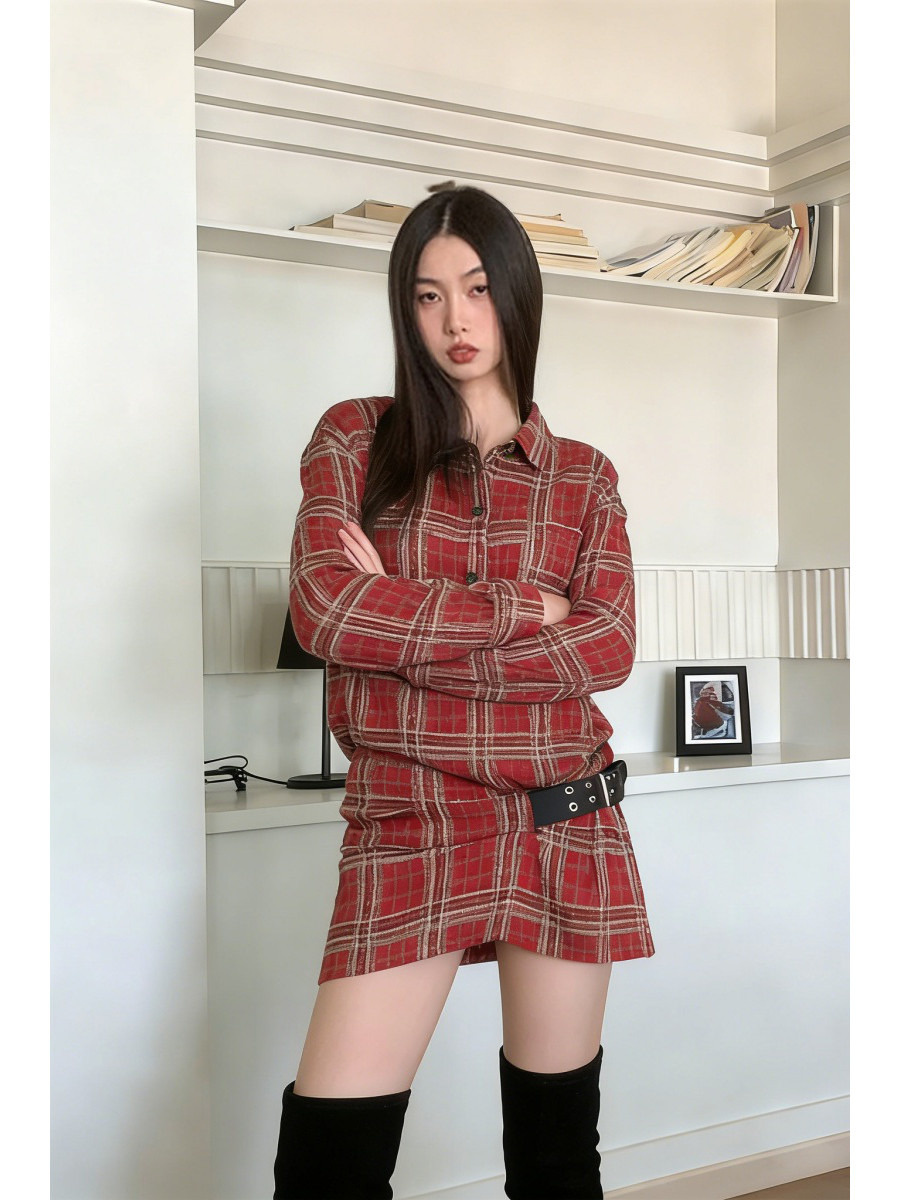 Punk Plaid Flannel Shirt Dress - огляд і ціна Flannel Shirt Lined