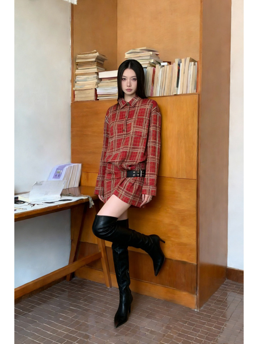 Punk Plaid Flannel Shirt Dress - огляд і ціна Flannel Shirt Lined