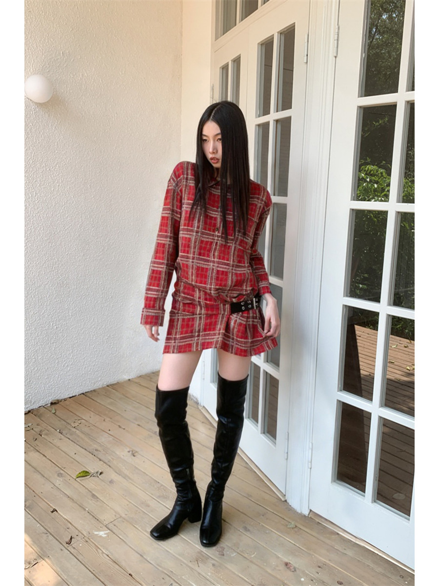 Punk Plaid Flannel Shirt Dress - огляд і ціна Flannel Shirt Lined