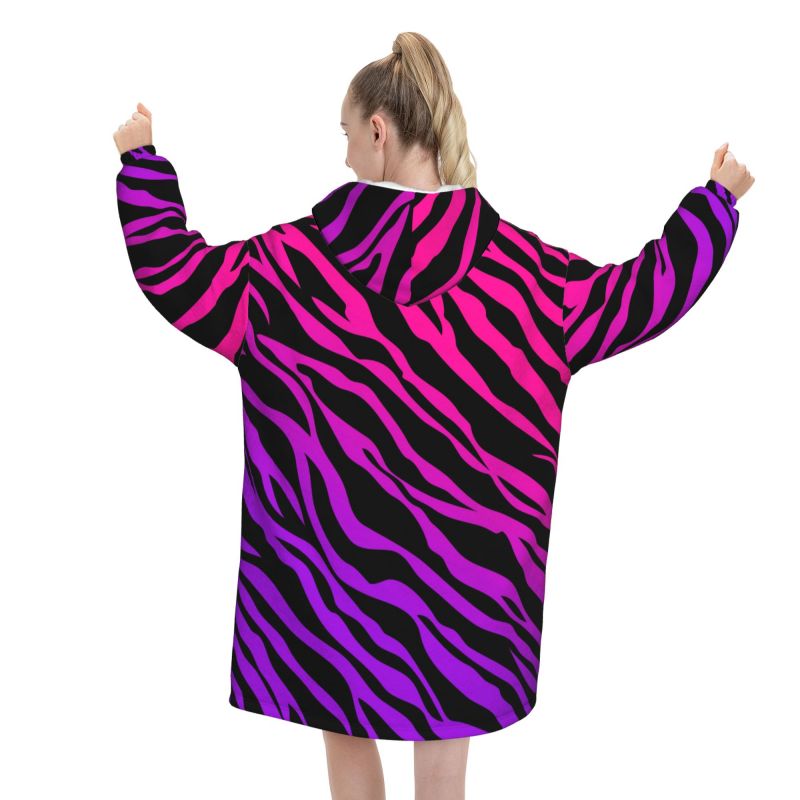 Zebra Stripe Print Wearable Bl - огляд і ціна Sherpa Hoodie Fleece