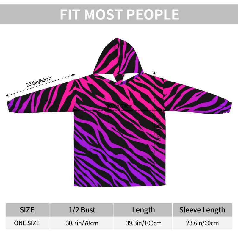 Zebra Stripe Print Wearable Bl - огляд і ціна Sherpa Hoodie Fleece