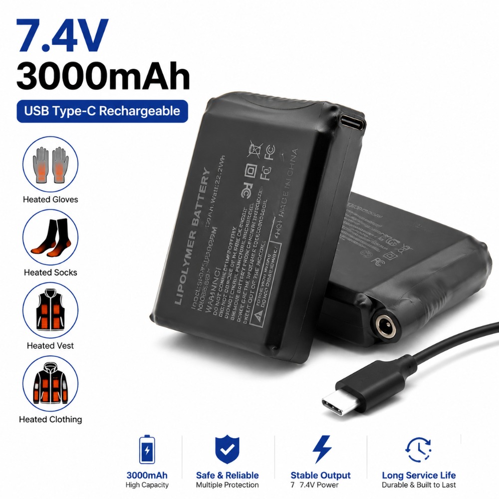 7.4V 3000mah Heated Gloves Bat - огляд і ціна Heated Vest Battery