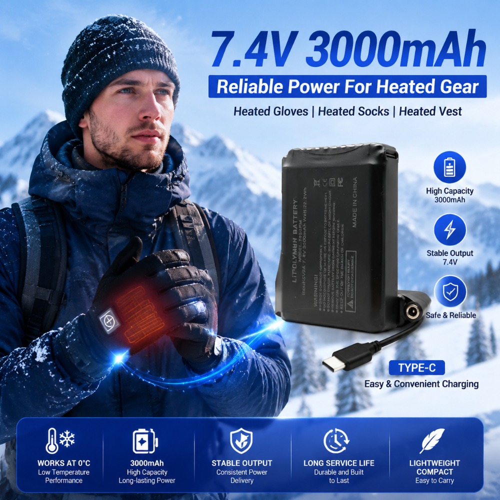 7.4V 3000mah Heated Gloves Bat - огляд і ціна Heated Vest Battery