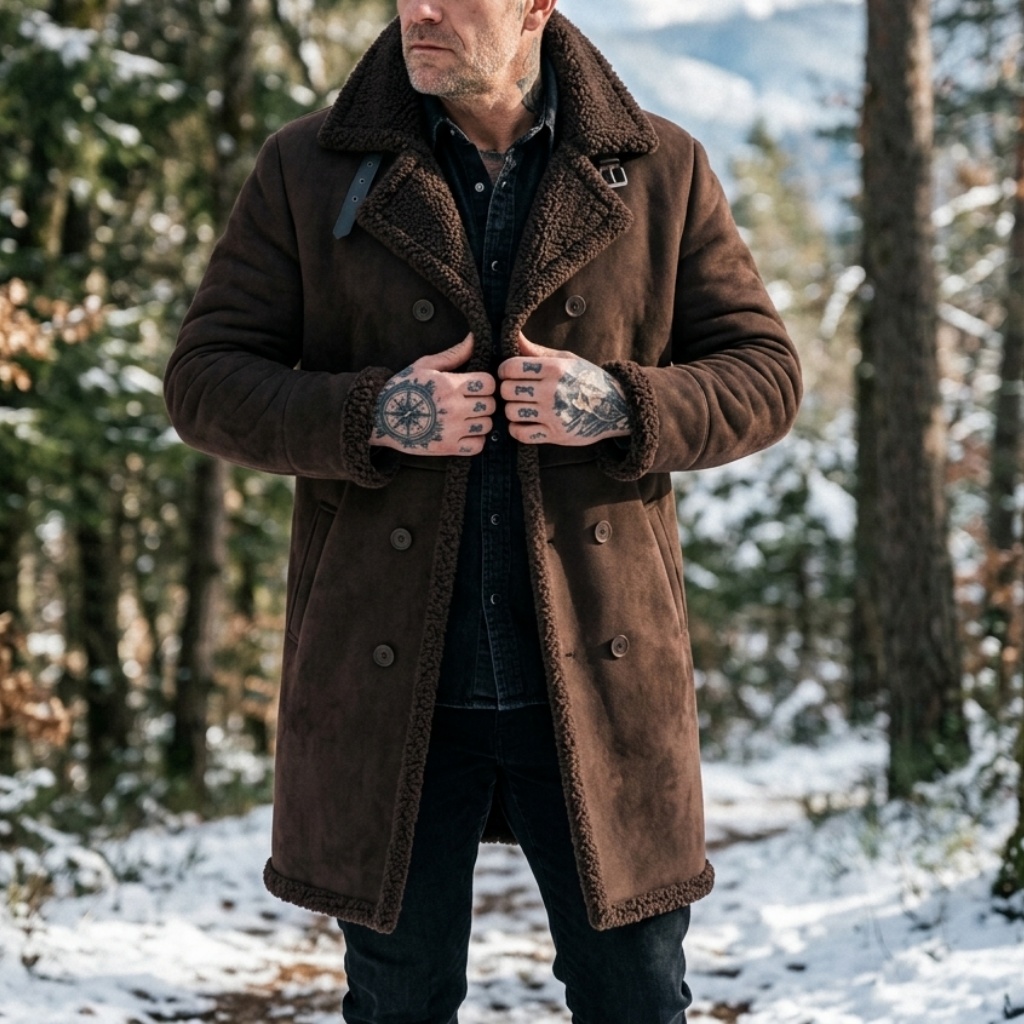Men's Faux Suede Fur Lined Win - огляд і ціна Down Jacket Packable