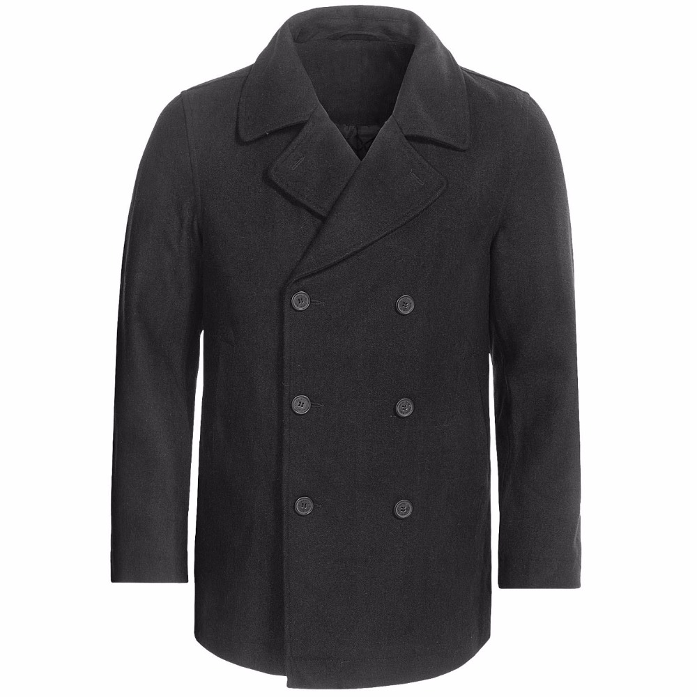 Custom Made Charcoal grey Pea  - огляд і ціна Wool Coat Peacoat