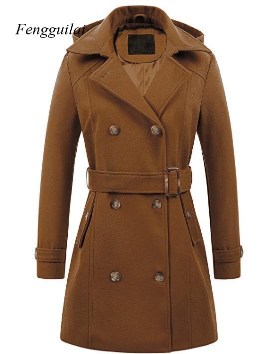 Women's Black Hooded Double Br - огляд і ціна Wool Coat Peacoat