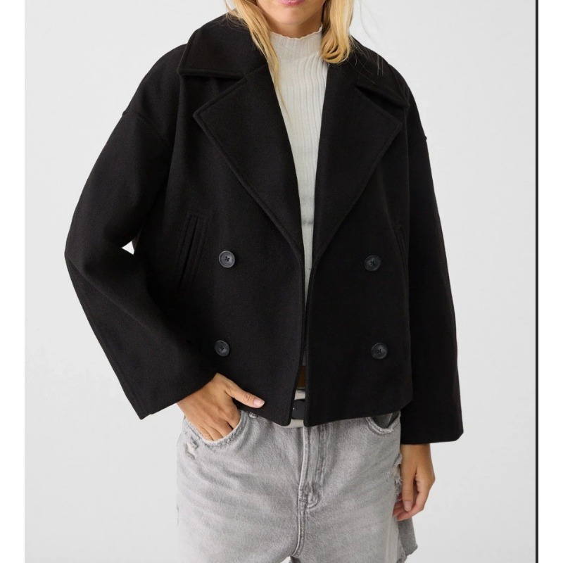 Women's Oversized Double Breas - огляд і ціна Wool Coat Peacoat