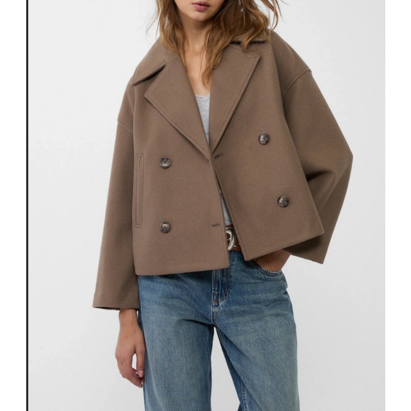 Women's Oversized Double Breas - огляд і ціна Wool Coat Peacoat