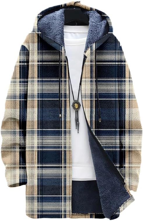 Men's Plaid Cardigan Oversized - огляд і ціна Sherpa Hoodie Fleece