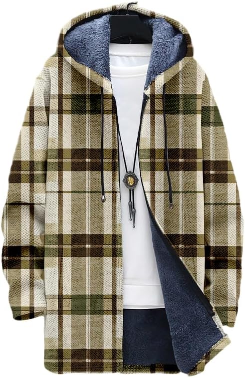 Men's Plaid Cardigan Oversized - огляд і ціна Sherpa Hoodie Fleece