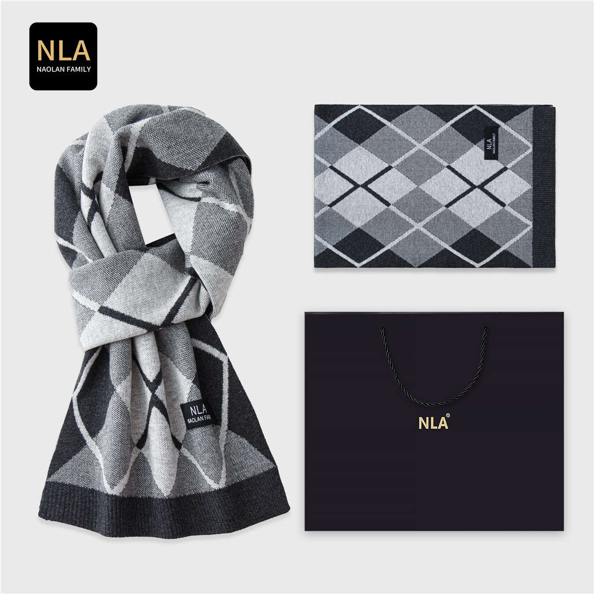Gift Box Knitted Men's Wool Sc - огляд і ціна Wool Scarf Men