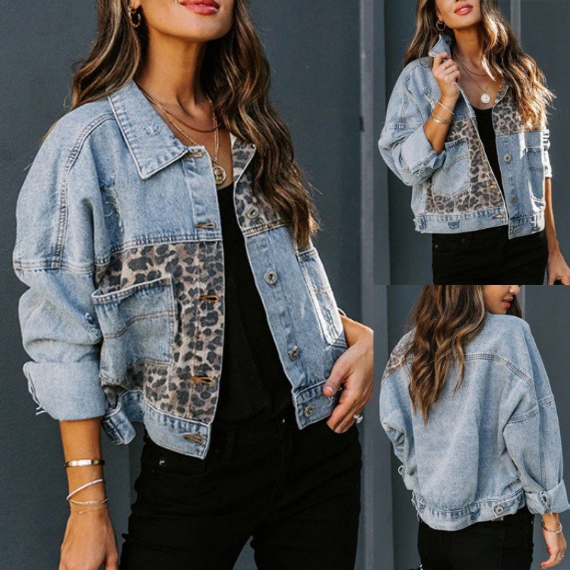 Leopard Stitching Denim Jacket - огляд і ціна Down Jacket Packable