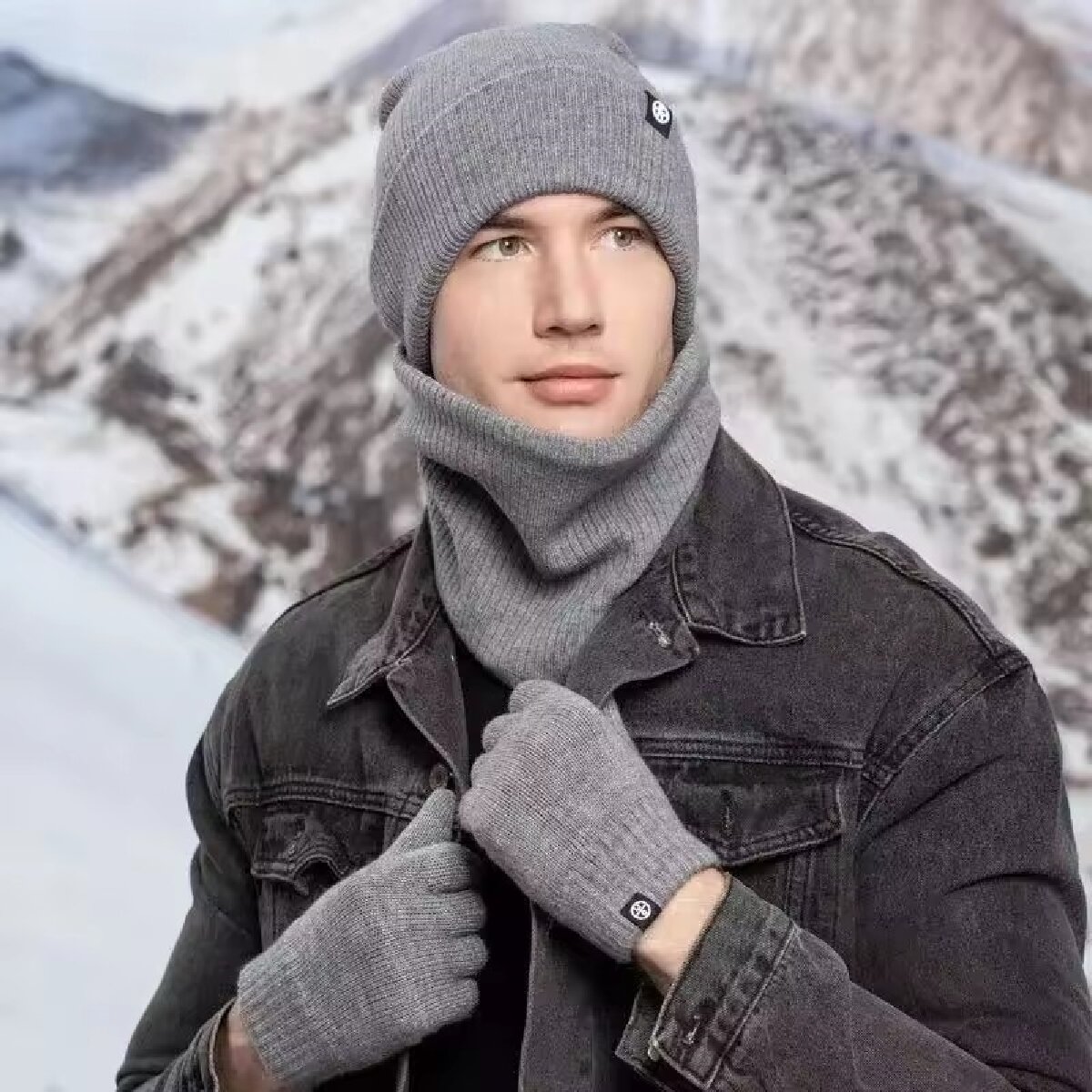 3pcs Winter Beanie Hat Gloves  - огляд і ціна Wool Scarf Men